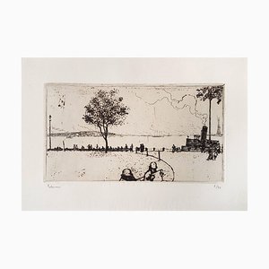 New York, Battery Park - Original Etching by J.E. Laboureur - 1907 1907