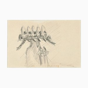 Disegno senza titolo - Disegno a matita surrealista di Roberto Matta - anni '50