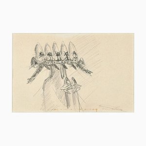 Untitled - Early Surrealist Pencil Drawing de Roberto Matta - años 50