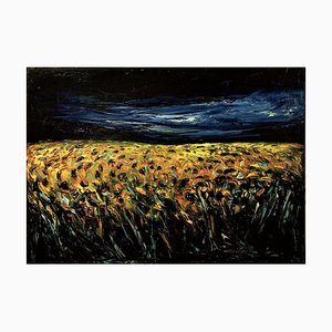 Sonnenblumenfeld - Original Öl auf Leinwand von Claudio Palmieri - 1985 1985