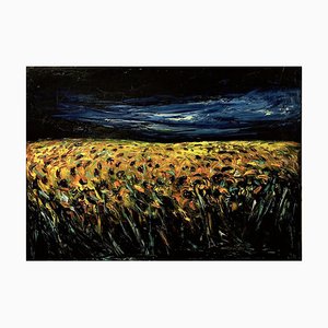 Sunflower Field - Original Oil on Canvas by Claudio Palmieri - 1985 1985