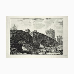 Veduta del Ponte Lugano sull'Anione - Original Etching by G. B. Piranesi 1763