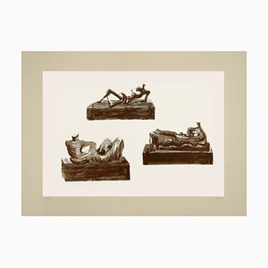 Three Reclining Figures on Pedestals - Original Lithograph by Henry Moore - 1976 1976