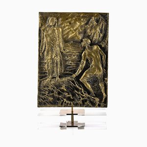 Dante incontra Virgilio - Scultura in bronzo originale di P. Fazzini - Fine XX secolo Fine XX secolo