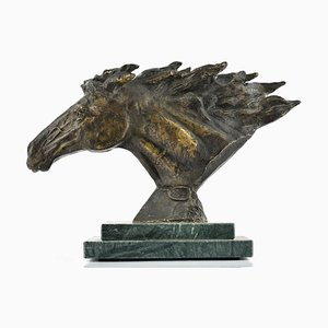 Bust of a Horse - Original Bronze Sculpture by D. Mazzone - 1990s 1990s