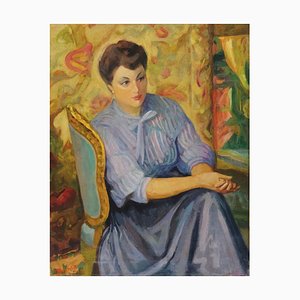 Woman - Original Oil in Canvas de Nino Bertoletti - años 50