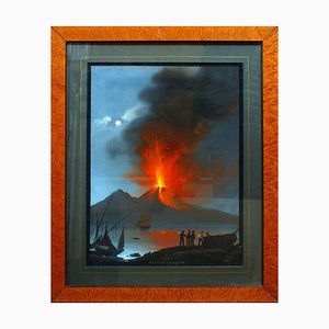 Eruzione del Vesuvio - Guazzo originale di C. De Vito - 1839-1839