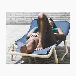 Bain de Soleil Femme - Huile sur Toile par A. Titonel - 1975 1975