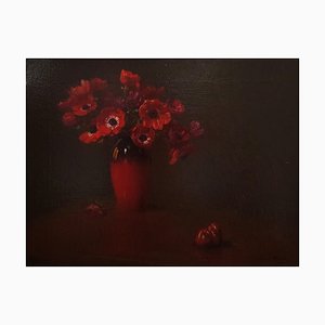 Vaso di Anemoni (Anémonas en rojo) - años 10 - Arturo Noci - Painting - Modern 1912