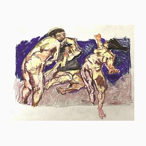 Sin título, Desnudos - Dibujo en pastel original de F. Pirandello, años 60