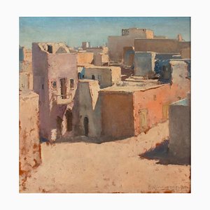 Ansicht des Old Tripoli - Original Öl an Bord - 1972 1972