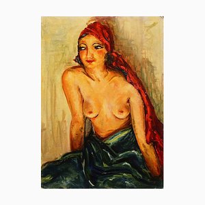Portrait of Woman - Oil on Wooden Panel by Antonio Feltrinelli - 1930s