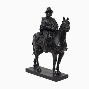 Garibaldi reitet auf einem Pferd - Original Bronze Skulptur von Carlo Rivalta, Anfang 1900