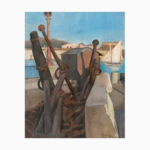 The Harbour - Olio su tela di E. Tani - 1908 1908