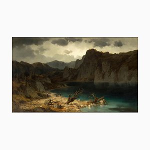 View of the Bergsee - Oil on Canvas by Josef Brunner - Mid 19th Century Mid 19th Century