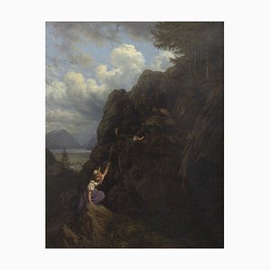 The Climbing - óleo sobre lienzo de la Escuela de Dusseldorf, siglo XIX, siglo XIX