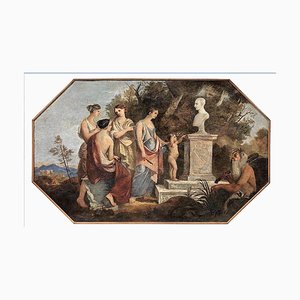 Scena allegorica con vestali e satiri - XIX secolo - Dipinto, Italia, XIX secolo