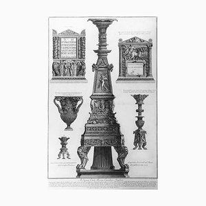 Vari Candelabri, un Vaso e Due Urne Cinerarie - Etching - 1778 1778