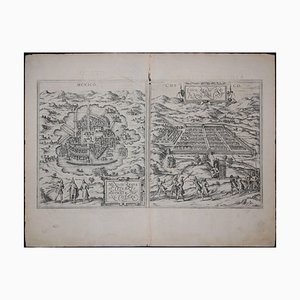Carte Antique Mexico City & Cusco, Civitates Orbis Terrarum par Braun & Hogenberg 1572-1617