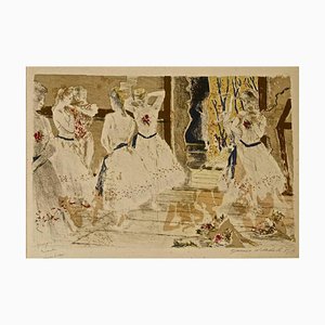 Dancers - Original Lithographie von Maurice Brianchon