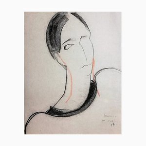 Ritratto di donna - anni '70 - François Chapuis - Pastel - Contemporary 1971