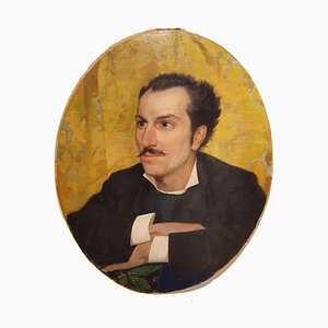 Retrato de hombre joven con bigote - siglo XX - Pintura - moderno