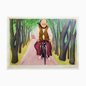 Grabado Cyclist - Original de Giuseppe Viviani - 1955 1955