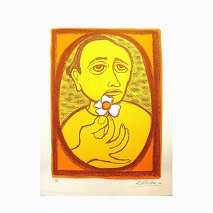 Mann mit Blume - Original Lithographie von Giuseppe Viviani - 1964 1964