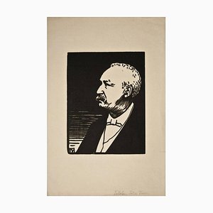 Retrato de Felix Faure - Original grabado sobre madera de F. Vallotton, comienzos del siglo XX