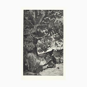 Fallen Knight - Original Etching by M. Klinger - 1881 1881