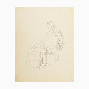 Sketch for a Portrait - Original Ink Drawgin by Alexandre Dumont - Late 1800 Late 19th Century