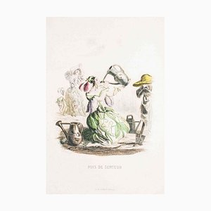 Pois de Senteur - Les Fleurs Animées Vol. Lithographie par JJ Grandville - 1847 1847