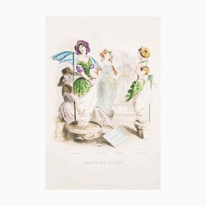 Traite des Fleurs - Les Fleurs Animées Vol.II - Litho di JJ Grandville - 1847 1847
