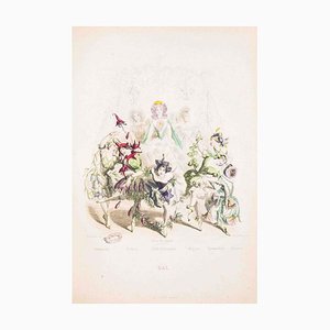 Bal - Les Fleurs Animées Vol.II - Litografia di JJ Grandville - 1847 1847