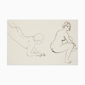 Sgabello Erotic - Original China Ink Drawing by M. Vertès - 1930s