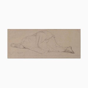 Praying Woman - Original Pencil Drawing by P.N. Brisset - Late 1800 Late 19th Century