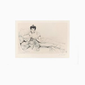 Retrato de Noblewoman - Grabado Original de J. Coraboeuf - principios del siglo XX principios del siglo XX