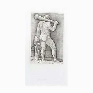 Acquaforte di Heracles with the Club - Original Incisione su legno di Anonymous Master, XVII secolo, XVII secolo