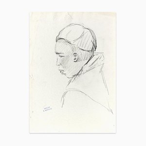 A Monk - Original Charcoal Drawing by J. Bernard - Early 1900 Early 1900