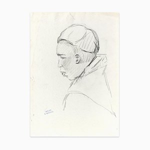 Monk - Original Charcoal Drawing by J. Bernard - Early 1900 Early 1900