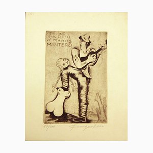 Ex Libris et Musicis Mantero - Original Etching by M. Fingesten - Early 1900 Early 1900