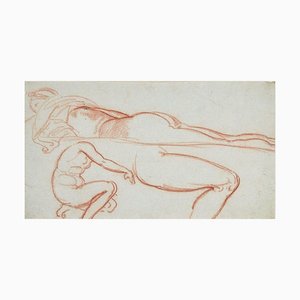 Estudios para un desnudo femenino - Dibujo en pastel original de P. Andrieu - Finales de siglo XIX, siglo XIX