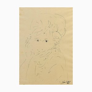 Girl - Original China Ink Drawing by Nino Cordio - 1964 1964