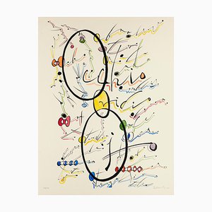 Lettera O - Litografia originale colorata a mano di Raphael Alberti - 1972 1972