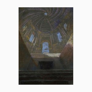 Dibujo Interior de la iglesia - Pastel de E. Barberis - Mid-Century Mid-Century, siglo XX