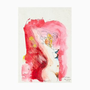 Nude - Original Ink and Watercolor Drawing by Sergio Barletta - 1990s 1990s