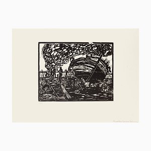 Worker on the Seaside - Original Holzschnitt von Giuseppe Viviani - 1926 1926