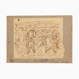 One Day - Original China Ink Drawing by A. Mezio - 1938 1938