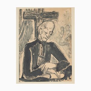 Hombre - Par de grabados en madera originales de monotipo - Mediados de 1900 Mediados del siglo XX