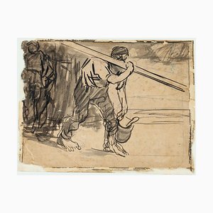 Lápiz de dibujo Worker - Ink and pencil de G. Galantara - principios del siglo XX principios del siglo XX